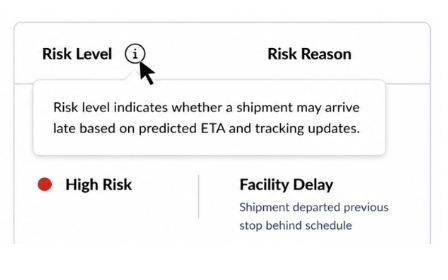 Shipment Risk Reasons main preview